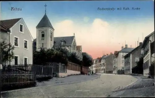 Ak Rehau im Fichtelgebirge Oberfranken, Ascherstraße, Katholische Kirche