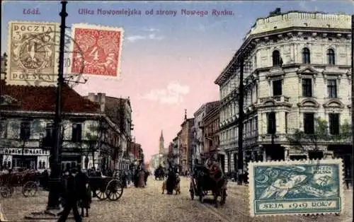 Ak Lodz Lodsch Polen, Straßenpartie