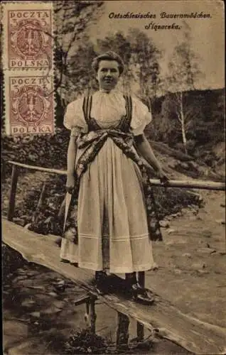 Ak Ostschlesisches Bauernmädchen in Tracht