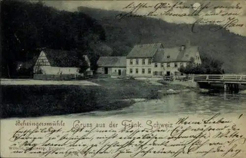 Mondschein Ak Behringersmühle Gößweinstein in Oberfranken, Ortsansicht