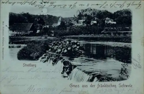 Mondschein Ak Streitberg Wiesenttal Fränkische Schweiz, Panorama, Wehr