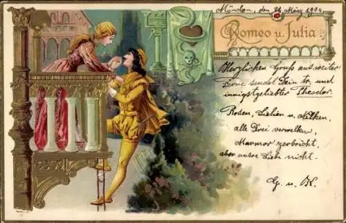 Präge Litho Romeo und Julia, Balkon