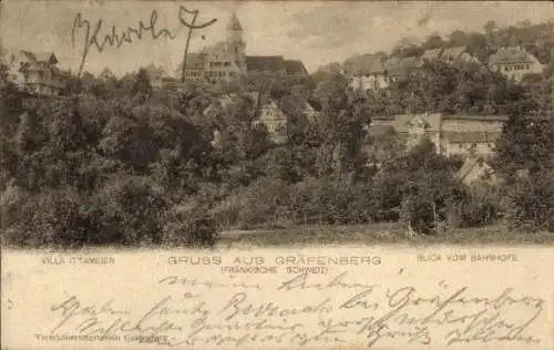 Ak Gräfenberg in Oberfranken, Villa Ittameier, Blick vom Bahnhof