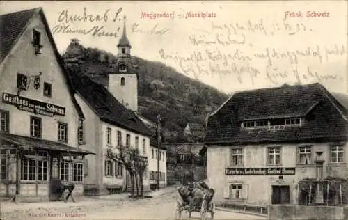 Ak Muggendorf Wiesenttal Fränkische Schweiz, Marktplatz, Gasthaus zum goldenen Schwan