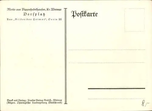 Künstler Ak Braune, E., Vippachedelhausen Am Ettersberg, Mann mit Sense, Dorfplatz