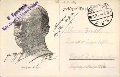 Ak König Friedrich August III. von Sachsen