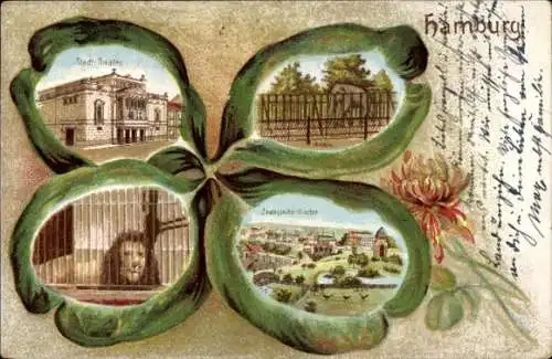 Litho Hamburg, Stadttheater, Löwe, Zoologischer Garten