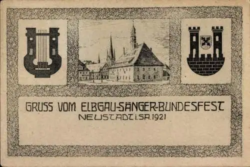 Wappen Ak Neustadt in Sachsen, Elbgau-Sängerbundesfest 1921
