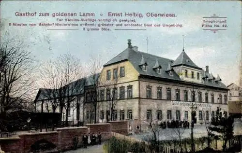Ak Oberwiesa Niederwiesa Mittelsachsen, Gasthof zum goldenen Lamm