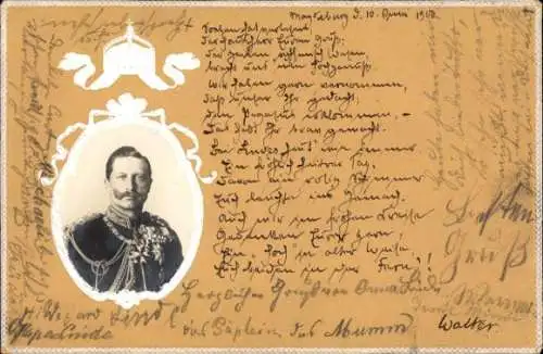 Präge Passepartout Ak Kaiser Wilhelm II., Portrait