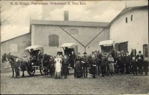 Ak Wakendorf II Kreis Segeberg, Fuhrwesen, H. H. Wrage, Kutschen