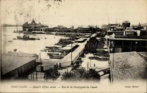 Ak Port Said Ägypten, Partie am Hafen, Kanal