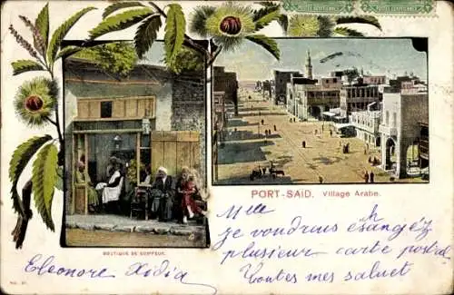Ak Port Said Ägypten, Arabisches Dorf, Esskastanien