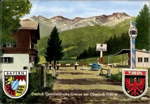 Ak Deutsch Österreichische Grenze bei Oberjoch, Wappen