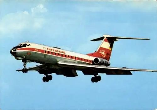 Ak Deutsches Passagierflugzeug Tupolew TU-134, Interflug, Turbinenluftstrahlverkehrsflugzeug