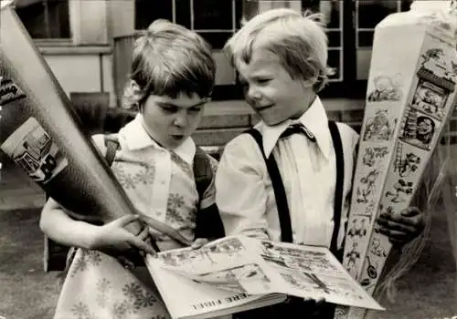 Ak Glückwunsch Einschulung, Schüler, Schultüten