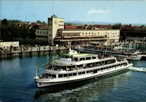 Ak Friedrichshafen am Bodensee, Motorschiff Stuttgart, Hafen