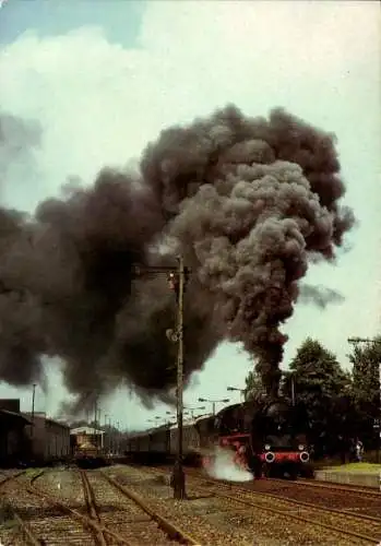 Ak Deutsche Eisenbahn, Traditionslok 50846 im Bahnhof Hartenstein