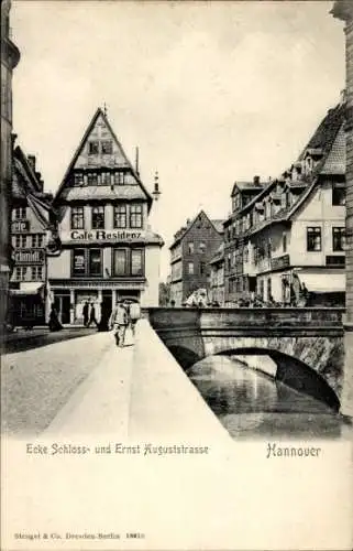 Ak Hannover in Niedersachsen, Schlossstraße und Ernst August Straße, Cafe Residenz, Volksbierhalle