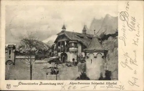 Ak Düsseldorf, Ausstellung 1902, Alpen-Panorama, Suldenthal, Zillerthal
