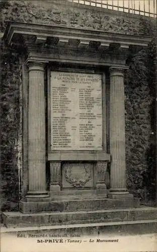 Ak Saint Privé Yonne, Monument