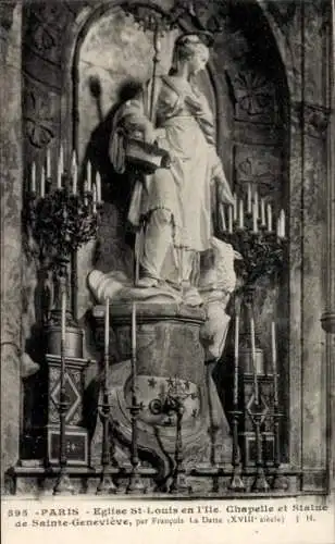 Ak Paris, Kirche St. Louis en l'Ile, Chapelle, Statue de la Sainte-Genevieve