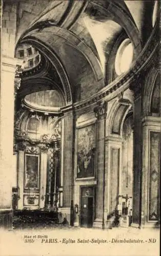 Ak Paris VI, Kirche St. Sulpice, Innenansicht, Deambulatoire