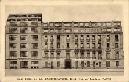 Ak Paris IX. Arrondissement Opéra, Hauptsitz von La Participation, 10-14, Rue de Londres