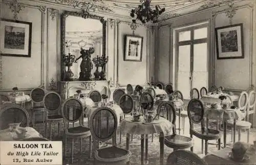 Ak Paris IX, Saloon Tea von High Life Tailor, Rue Auber