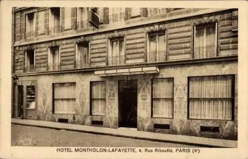 Ak Paris IX, Hotel Montholon-Lafayette, Rue Riboutte