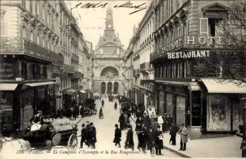 Ak Paris IX, Comptoir d’Escompte, Rue Rougemont, Hotel