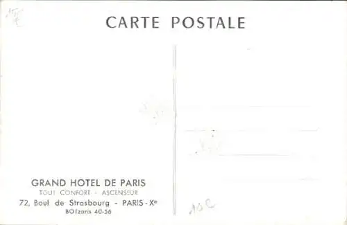 Ak Paris X, Boulevard de Straßburg, Grand Hotel de Paris