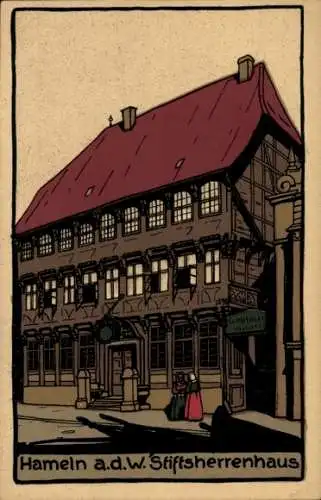 Steindruck Ak Hameln a.d. Weser, Stiftsherrenhaus