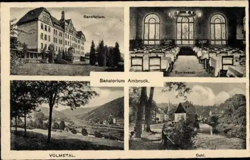 Ak Ambrock Hagen in Westfalen, Sanatorium Ambrock, Außenansicht, Speisesaal, Volmetal, Dahl