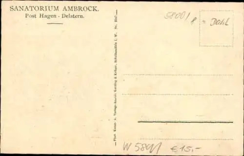 Ak Ambrock Hagen in Westfalen, Sanatorium Ambrock, Außenansicht, Speisesaal, Volmetal, Dahl