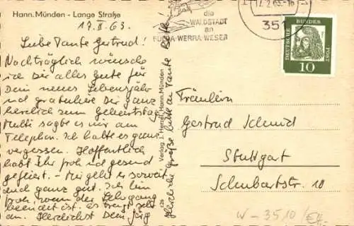 Ak Hann. Münden in Niedersachsen, Langestraße, Geschäfte, Passanten
