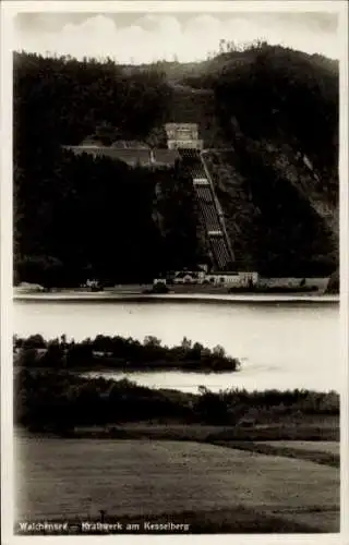 Ak Walchensee Kochel am See, Kraftwerk, Kesselberg