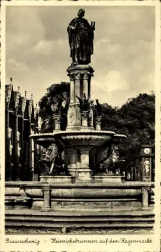 Ak Braunschweig in Niedersachsen, Heinrichsbrunnen auf dem Hagenmarkt, A. Breymann