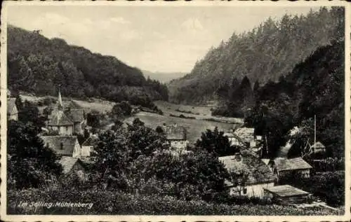 Ak Mühlenberg Holzminden im Weserbergland, Teilansicht, Wald, Berge, Solling