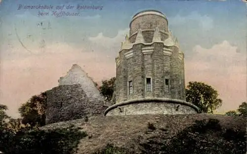 Ak Steinthaleben Kyffhäuserland in Thüringen, Rothenburg, Bismarcksäule, Kyffhäuser
