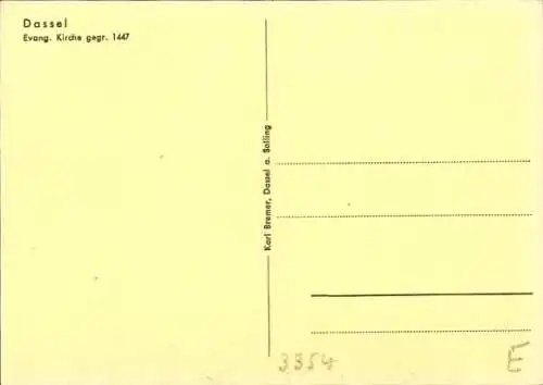 Ak Dassel am Solling, evangelische Kirche, gegr. 1447