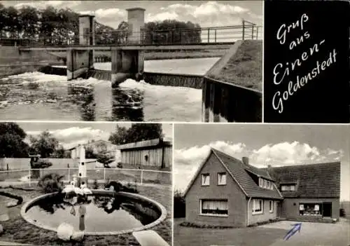 Ak Einen Goldenstedt in Niedersachsen, Wehranlage, Wasserbecken, Geschäftshaus