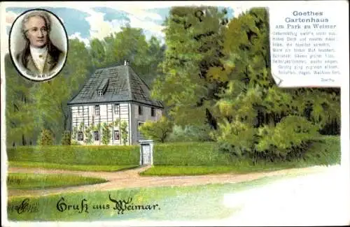 Künstler Ak Weimar in Thüringen, Goethes Gartenhaus
