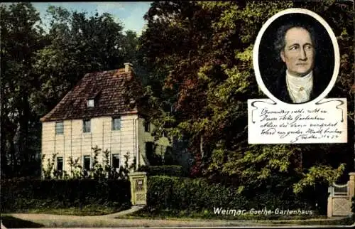 Ak Weimar in Thüringen, Goehtes Gartenhaus, Portrait