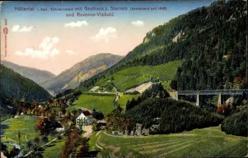 Ak Breitnau im Schwarzwald, Höllental, Höllsteig, Hofgut Sternen, Ravenna Viadukt