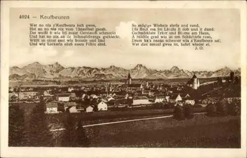 Ak Kaufbeuren an der Wertach in Schwaben, Panorama, Gedicht