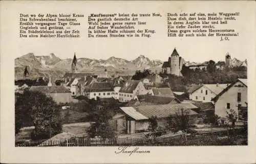 Ak Kaufbeuren an der Wertach in Schwaben, Panorama, Gedicht