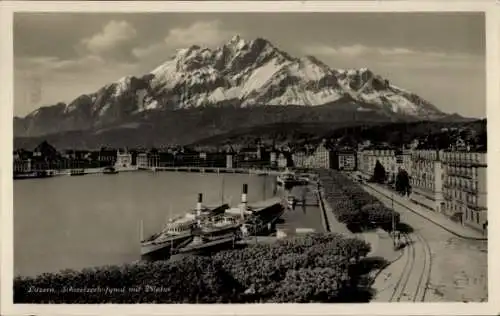 Ak Luzern Stadt Schweiz, Schweizerhofquai mit Pilatus