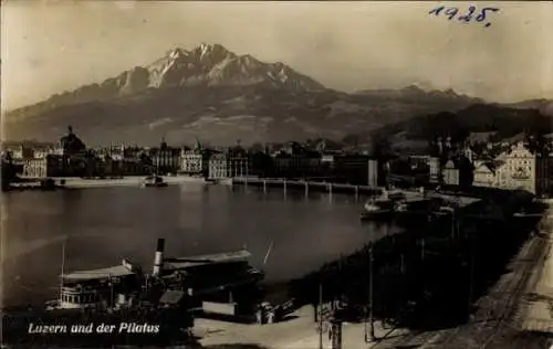 Ak Luzern Stadt Schweiz, Teilansicht mit Pilatus
