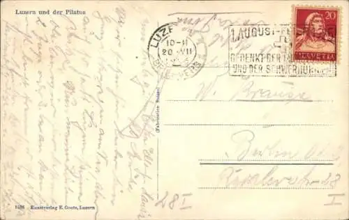 Ak Luzern Stadt Schweiz, Teilansicht mit Pilatus